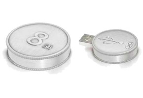 Накопитель Flash USB2.0 Drive  8GB LaCie CurrenKey (металл. корпус в виде монеты)