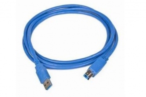 Кабель USB3.0 соединительный A-B профессиональный, позолоч. контакты, синий 1.8м, CCP-USB3-AMBM-6