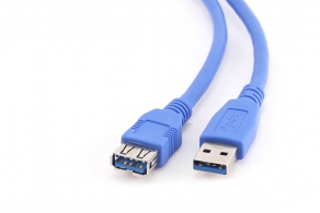 Кабель USB3.0 удлинитель A(M)-А(F) профессиональн., позолоч. контакты, синий, 3.0м CCP-USB3-AMAF-10