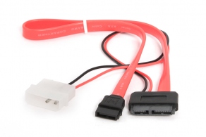 Кабель SATA Combo Slim(mini) Cablexpert CC-SATA-C2, molex+SATA/miniSATA, 6pin+7pin, (длина инт - 35см, питание - 30см