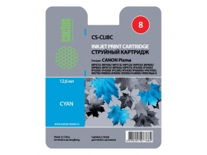 Картридж струйный Cactus CS-CLI8C синий (cyan) для Canon Pixma MP500/510/520/530/600/600R610/800/800R810/830/970/MX850//iP3300/3500/4200/4300/4500/5200/5200R/5300/6600D/6700D/IX4000/5000/Pro9000