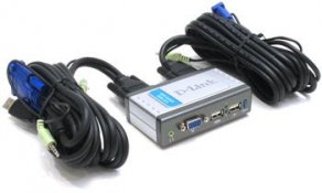 Переключатель CPU 2-way монитор, клавиатура, мышь, Audio  (электронный, USB) D-Link KVM-221