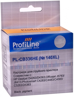 Картридж струйный ProfiLine PL-CB336HE №140XL черный (black) для HP DeskJet D4263/D4363, PhotoSmart C4283/C4483/C4583/C5283/D5363 OfficeJet J5783/J6413 (1000 стр.)