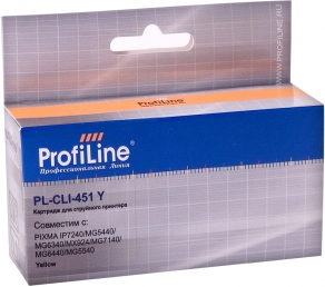 Картридж струйный ProfiLine PL-CLI-451Y желтый (yellow) для Canon Pixma iP7240/ MG6340/ MG5440