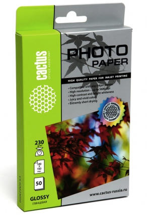 Бумага Cactus CS-GA623050 High Quality Paper for Inkjet Printing односторонняя глянцевая А4, 230 г/кв.м. (50 л)
