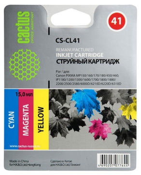 Картридж струйный Cactus CS-CL41 цветной (color) для Canon Pixma MP150/MP160/MP170/MP180